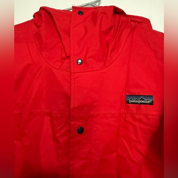 Men's Vintage 80's Patagonia Big Mountain Logo Red Hooded Rain Coat Jacket Sz M - Picture 3 of 6